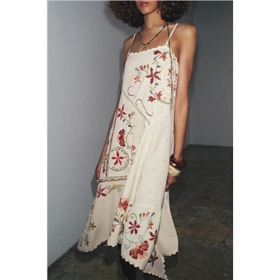 ZW COLLECTION ASYMMETRIC FLORAL EMBROIDERED DRESS