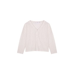 Camiseta manga larga waffle marfil