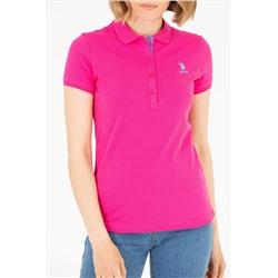 Kadın Fuşya Basic Polo Yaka Tişört