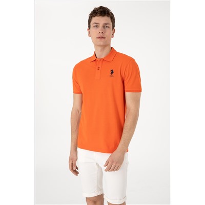 Erkek Slim Fit Polo Yaka Nar Çiçeği Basic Tişört