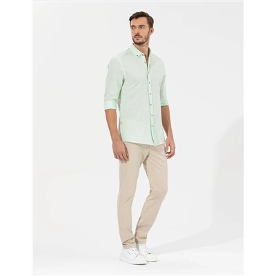 Yeşil Slim Fit Uzun Kollu Gömlek