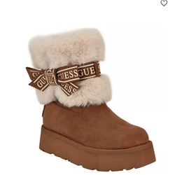 GUESS Women's Denla Cold Weather Faux Fur Cozy Booties