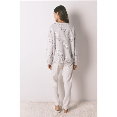 Pijama largo polar suave estampado "Hedwig"