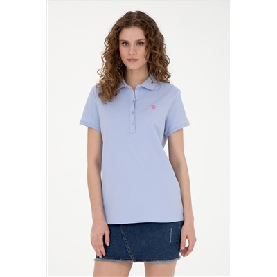 Kadın Mavi Basic Polo Yaka Tişört