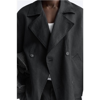 TRENCH CORTO 100% LINO