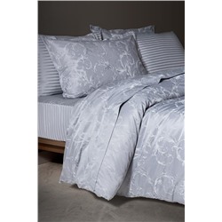 Blaye King Size Jakarlı Saten Nevresim Takımı - Gri