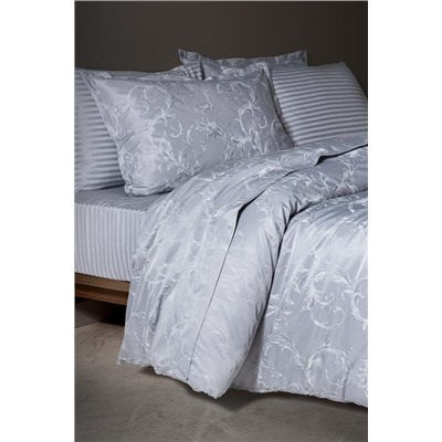 Blaye King Size Jakarlı Saten Nevresim Takımı - Gri