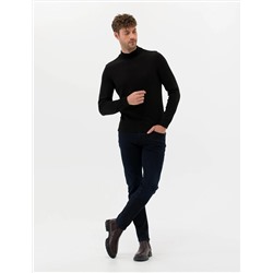 Siyah Slim Fit Yarım Balıkçı Basic Triko Kazak