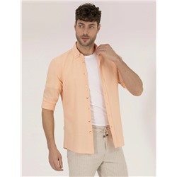 Turuncu Slim Fit Uzun Kollu Gömlek