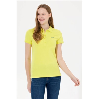 Kadın Neon Sarı Basic Polo Yaka Tişört