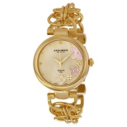 AKRIBOS XXIVMother of Pearl Dial Gold-tone Ladies Watch AK645YG