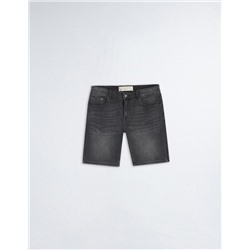 Slim Fit Denim Shorts, Men, Grey