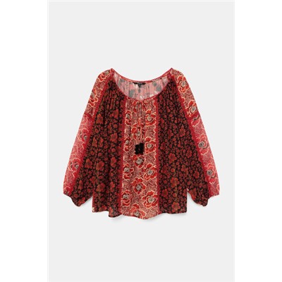 Blusa loose cuello barco flores