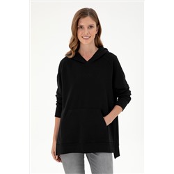 Kadın Siyah Kapüşonlu Sweatshirt