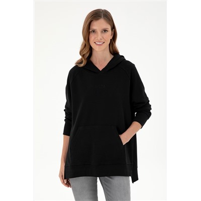 Kadın Siyah Kapüşonlu Sweatshirt