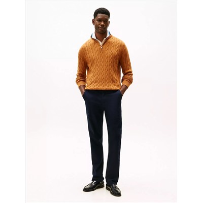 Cable Knit Mockneck Quarter-Zip Sweater