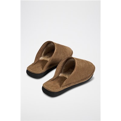 Zapatillas de casa forradas de nobuk Marrón