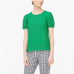 Eyelet puff-sleeve top Item AL517