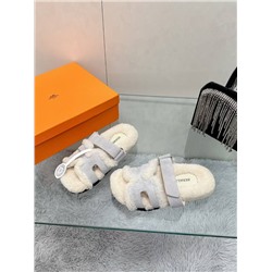 Меховые женские шлепки Herme*s Chypr*e