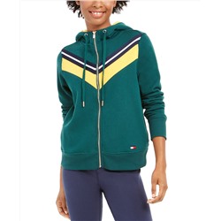 Tommy Hilfiger Sport Chevron-Striped Zippered Hoodie