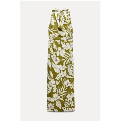 LINEN BLEND FLORAL PRINT DRESS