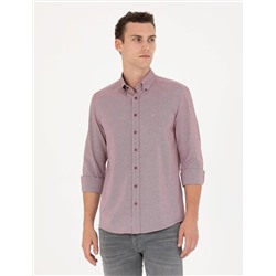 Bordo Slim Fit Uzun Kollu Gömlek