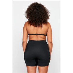 Siyah Yüksek Bel Vücuda Oturan Mini Şort Örme Büyük Beden Bikini Altı TBBSS24CR00008