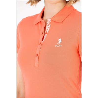 Kadın Somon Basic Polo Yaka Tişört