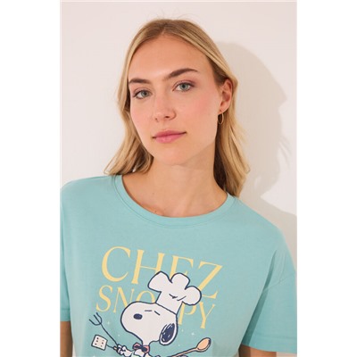 Pijama corto 100% algodón Snoopy verde