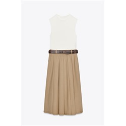 CONTRAST BELTED DRESS