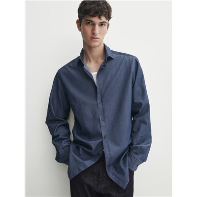 SLIM FIT STONEWASH DENIM SHIRT