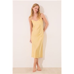 Camisón lencero largo satén amarillo