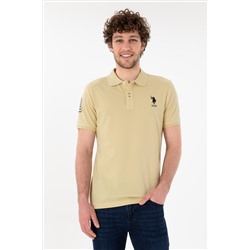 Erkek Slim Fit Polo Yaka Açık Haki Basic Tişört