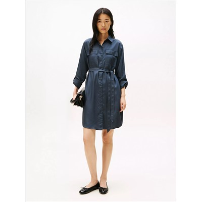 Long-Sleeve Belted Utility Shirtdress