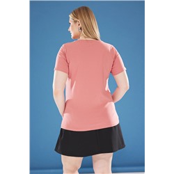 Pembe Regular Fit Baskılı Büyük Beden T-shirt TBBSS25BF00018