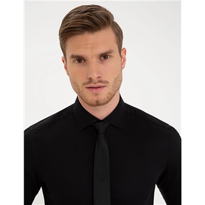 Siyah Ex. Slim Fit Uzun Kollu Klasik Gömlek
