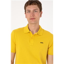Erkek Regular Fit Polo Yaka Sarı Basic Tişört