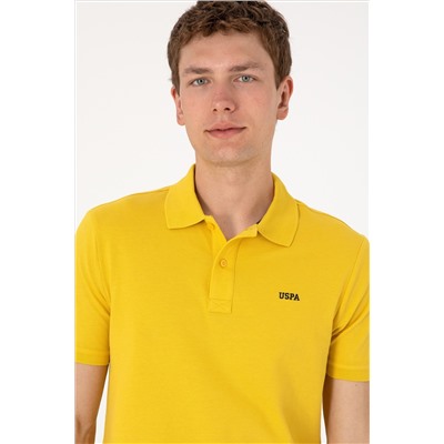 Erkek Regular Fit Polo Yaka Sarı Basic Tişört