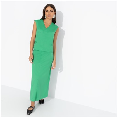 Костюм с юбкой из лёгкой ткани, Подход со вкусом (green, 2 в 1)