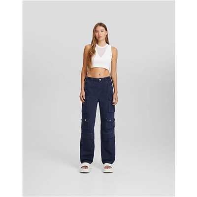 Pantalón cargo multipocket sarga