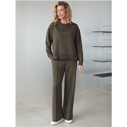 Свободный свитшот с принтом и разрезами из эластичного футера двухнитки без начеса