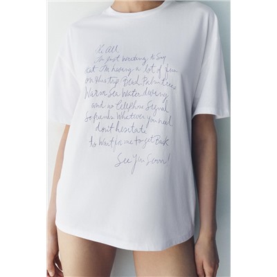 T-SHIRT WITH CONTRAST SLOGAN