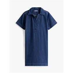 Short-Sleeve Denim Pullover Dress