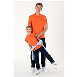 Erkek Regular Fit Polo Yaka Nar Çiçeği Basic Tişört