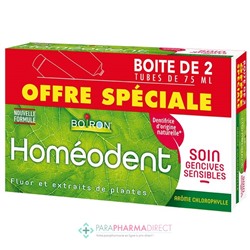 Boiron Homéodent - Soin Gencives Sensibles - Goût Chlorophylle - Dentifrice 2x75 mlLot  × 2