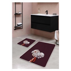Pilloveland Kaymaz Taban Yıkanabilir 2’li Banyo Paspası - Odores Desenli 60*100 Cm - 50*60 Cm BM0204