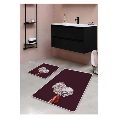 Pilloveland Kaymaz Taban Yıkanabilir 2’li Banyo Paspası - Odores Desenli 60*100 Cm - 50*60 Cm BM0204