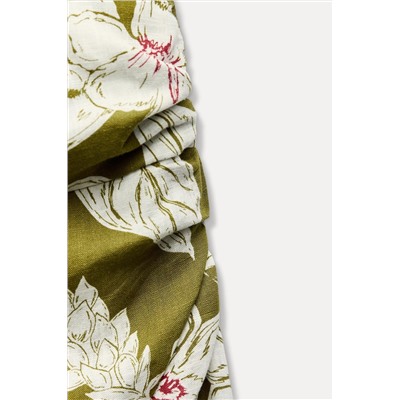 LINEN BLEND FLORAL PRINT DRESS