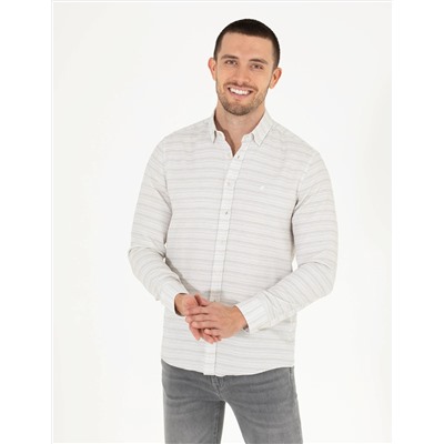 Haki Slim Fit Uzun Kollu Gömlek