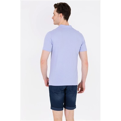 Erkek Mavi Basic Polo Yaka Tişört